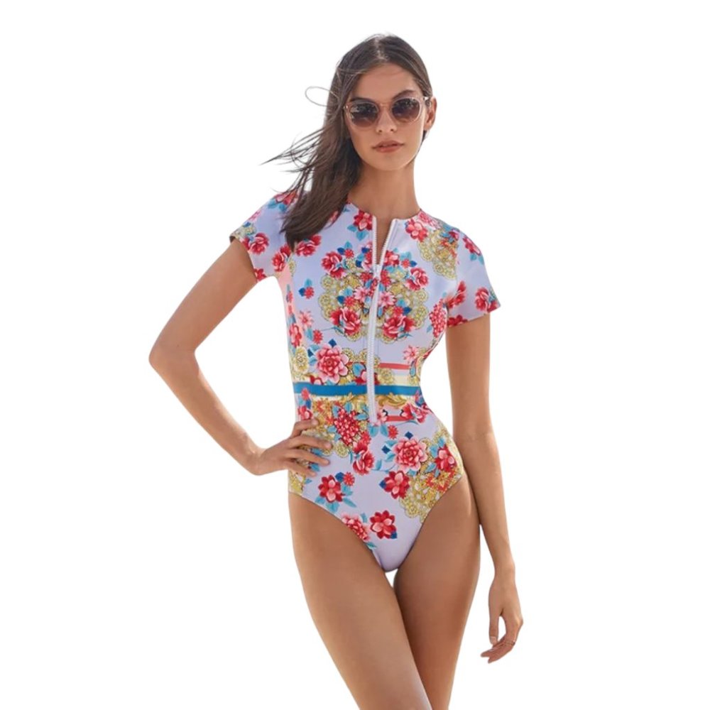 Johnny Was Japer Neoprene One Piece SCUBA Swimsuit Medium Boho Floral